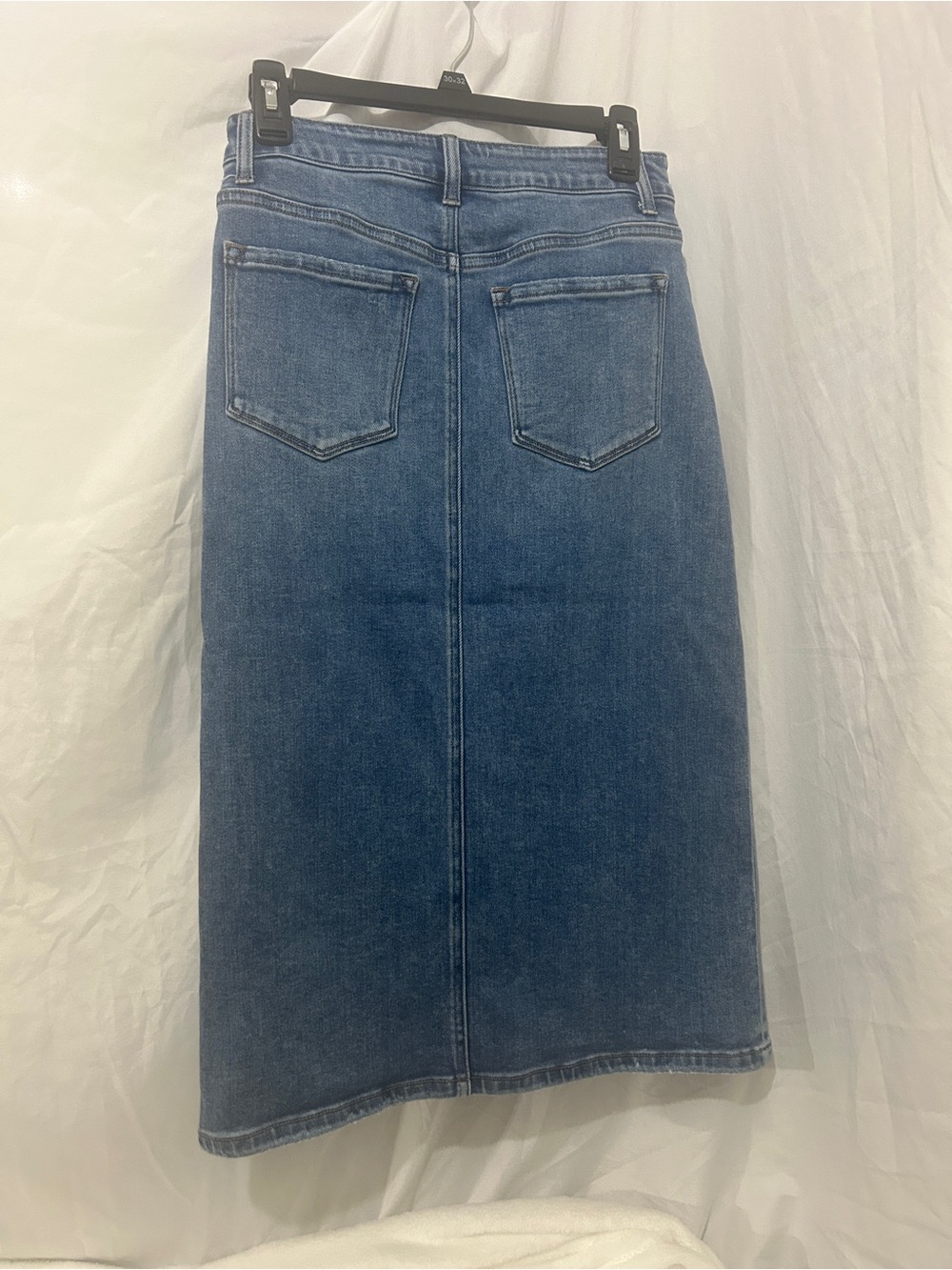 Vervet Blue Women Size S Midi Denim Skirt Medium Wash Stretch Front Seam - Picture 9 of 11